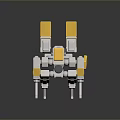 Futuristic Mechanical Game Movie Character Featuring Yellow White Multiple Legs 3D Model Structure