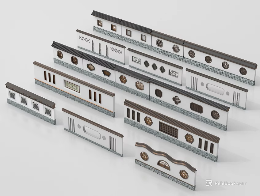 Building Exterior Wall Decorative Components With Various Ornamental Designs And Patterns 3d model