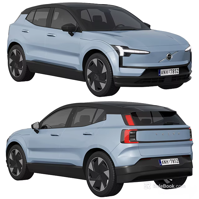Volvo Light Blue SUV Front And Rear Views 3d model 