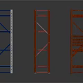 Multi Tier Industrial Storage Racks in Blue Red and Brown for Warehouse Use