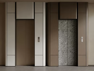 Modern Elevators With Different Materials Brown White And Textured Panels 3d model