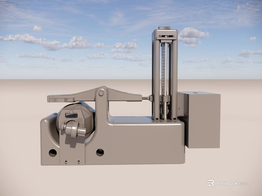 Heavy Duty Industrial Testing Equipment With Vertical Hydraulic Column And Control Panel 3d model 