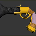 Modern 3D Rendered Yellow Pistol With Black Barrel And Purple Grip