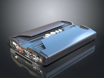 Sleek Silver Black Computer External Device With Multiple Ports And Ventilation Holes 3d model