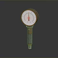 Precision Pressure Gauge With Round White Dial Brown Casing Textured Metal Handle