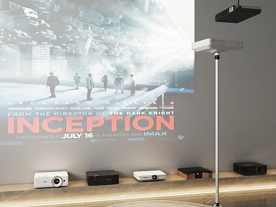 Projection Monitoring Equipment With Multiple Projectors And Floor Stand Installation Setup 3d model