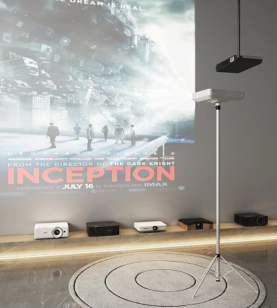 Projection Monitoring Equipment With Multiple Projectors And Floor Stand Installation Setup 3d model