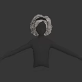 Brown Curly Hair on Black Human Head Model with Realistic Textured Medium Length Design