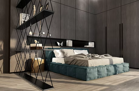 Light Luxury Double Bed 3d model