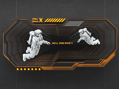 Commercial Chill Gun Device With Astronaut Figures Tech Circuit Board Design And Orange Black Accents 3d model
