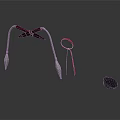 Decorative Scene Components With Metal Stand Bow Red Loop And Black Object