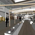 Multi Level Shopping Mall Lobby Interior With Greenery ALCO Store And Display Counters 3d model
