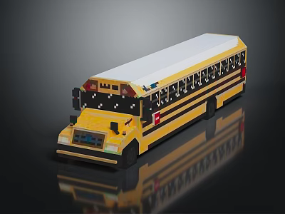 The picture focuses on a school bus model, which is not related to furniture, so it's impossible to generate an English title with "furniture" as the main body based on the key information of the picture. 3d model