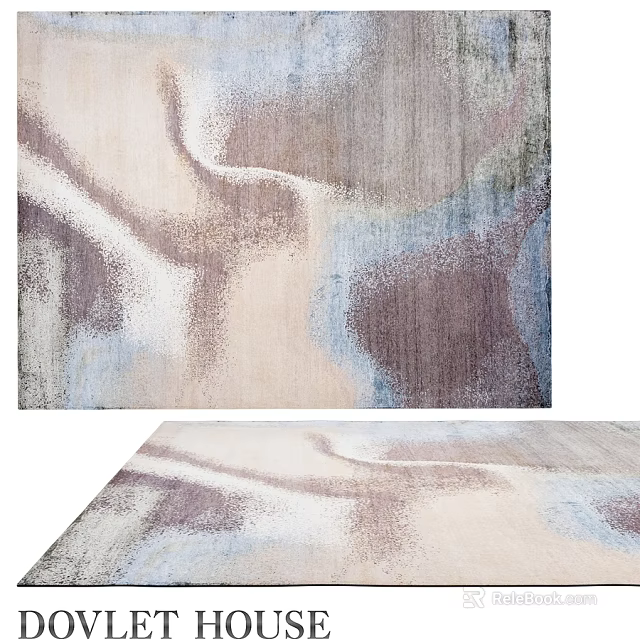 Soft Abstract Square Rug With Beige Purple Blue Tones And Fluid Patterns 3d model 