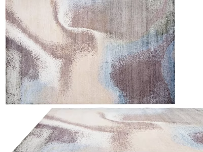 Soft Abstract Square Rug With Beige Purple Blue Tones And Fluid Patterns 3d model