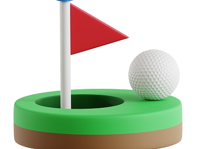 Golf Ball Scene Golf Flag Cartoon Golf Ball Scene 3d model