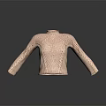 Pink Cropped Turtleneck Knitted Sweater With Openwork Design For Women