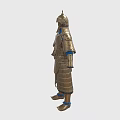 Ancient Warrior In Full Body Steel Armor With Helmet And Historical Military Costume