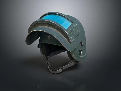 Dark Green Welding Helmet With Blue Viewing Window And Adjustable Headband 3d model