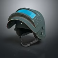 Dark Green Welding Helmet With Blue Viewing Window And Adjustable Headband