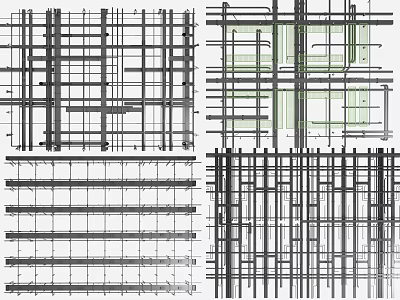 Structural Metal Pipe Layout Featuring Grid Design And Multiple Arrangements 3d model