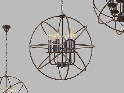 Modern Spherical Metal Frame Pendant Light With Decorative Hanging Design For Interior 3d model