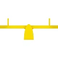 Yellow Playground Seesaw With White Seats And Sturdy Support Structure