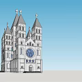 Ancient Gothic Architecture Design With Spires Towers And Arched Windows 3d model