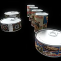Various Types of Canned Food With Different Brands and Vintage Labels in Classic Metal Containers