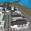 Waterfront Urban Development With Traditional Modern Buildings Plaza And Moored Boats