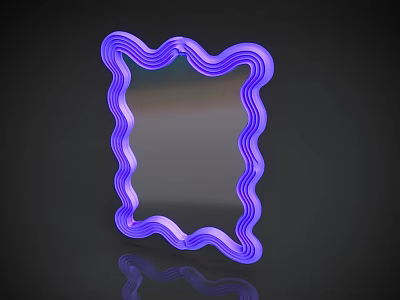 Purple Wavy Frame Decorative Mirror With Dark Background And Reflection 3d model