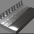 Industrial Metal Structure With Transparent Panels And Support Pillars On Dark Base 3d model