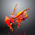 Futuristic Mechanical Creature 3D Model With Orange Purple Wings And Detailed Design