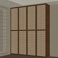 Modern Wooden Wardrobe With Rattan Lattice Panels And Natural Light