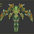 Game Movie Sci Fi Character With Orange Blue Mechanical Armor And Exoskeleton Arms