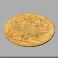Round Wooden Cutting Board With Intricate Carved Floral Patterns For Kitchen Use