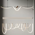Stylish Modern Chandelier With Curved LED Light Strips And Brass Frame Accents