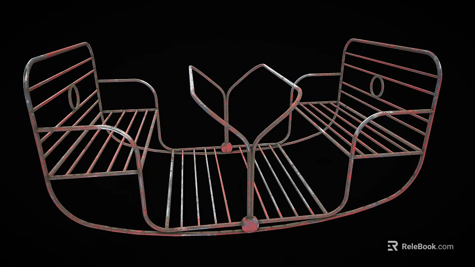 Metal Children's Seesaw With Two Seats And Classic Metal Frame Structure 3d model 