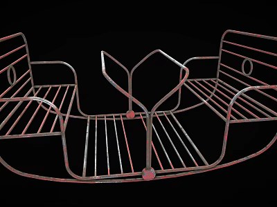 Metal Children's Seesaw With Two Seats And Classic Metal Frame Structure 3d model