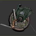 Eren Yeager Action Figure with Survey Corps Uniform Green Cloak Swords and Titans Theme Sculpture