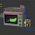 Silver Entertainment Appliance Microwave With Digital Display Green Interior And Controls