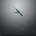 Futuristic Mechanical Spear With Silver Black Blue Green Accents And Sharp Tip