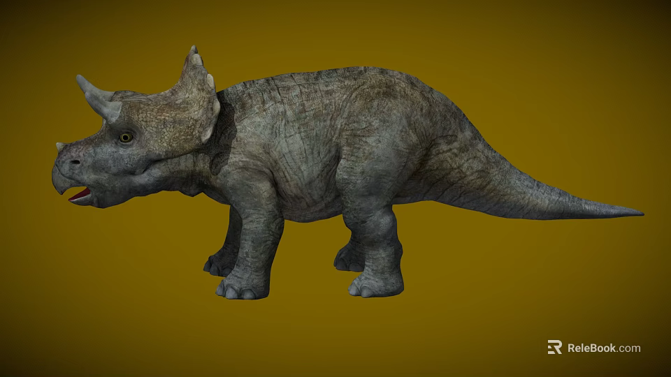 Reptile Triceratops With Three Horns Rough Skin Texture And Standing Body Structure 3d model 