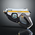 Futuristic Gun Featuring Metallic Finish Yellow Stripe And Illuminated Scope Design