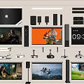 Projection Monitoring Setup Featuring Multiple Projectors Screens Stands And Displays Showing Various Scenes