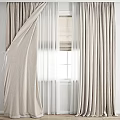 Beige Fabric Curtains With Sheer Layers And Natural Light Through Window