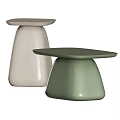 Modern Style Functional Tables in Light Beige and Green with Rounded Base Smooth Top 3d model