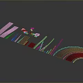 Black Elongated Components With Various Shapes Curved Straight Designs And Small Connectors