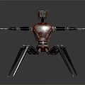 Metallic Robotic Creature With Red Textured Body And Multiple Legs Design