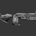 Futuristic Sci Fi Weapon With Metallic Texture Mechanical Structure And Serial Number 893944 3d model